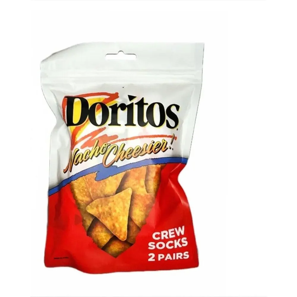 Doritos Men's Crew Socks 2 Pair Size 8-12 Logo Chips. Great Gift Doritos Fans!